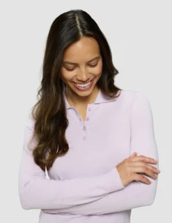 Women's Elevated Knit Polo Soft Pink Melange