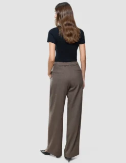 Women Serene Pants Wide Brown Stone Herringbone