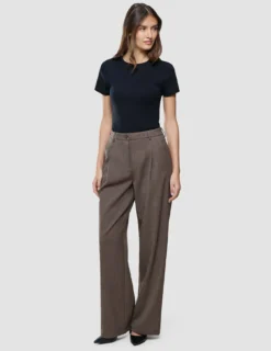 Women Serene Pants Wide Brown Stone Herringbone