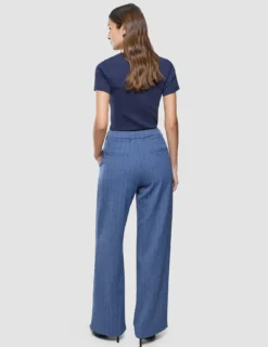 Women Serene Pants Wide Ombre Blue Herringbone