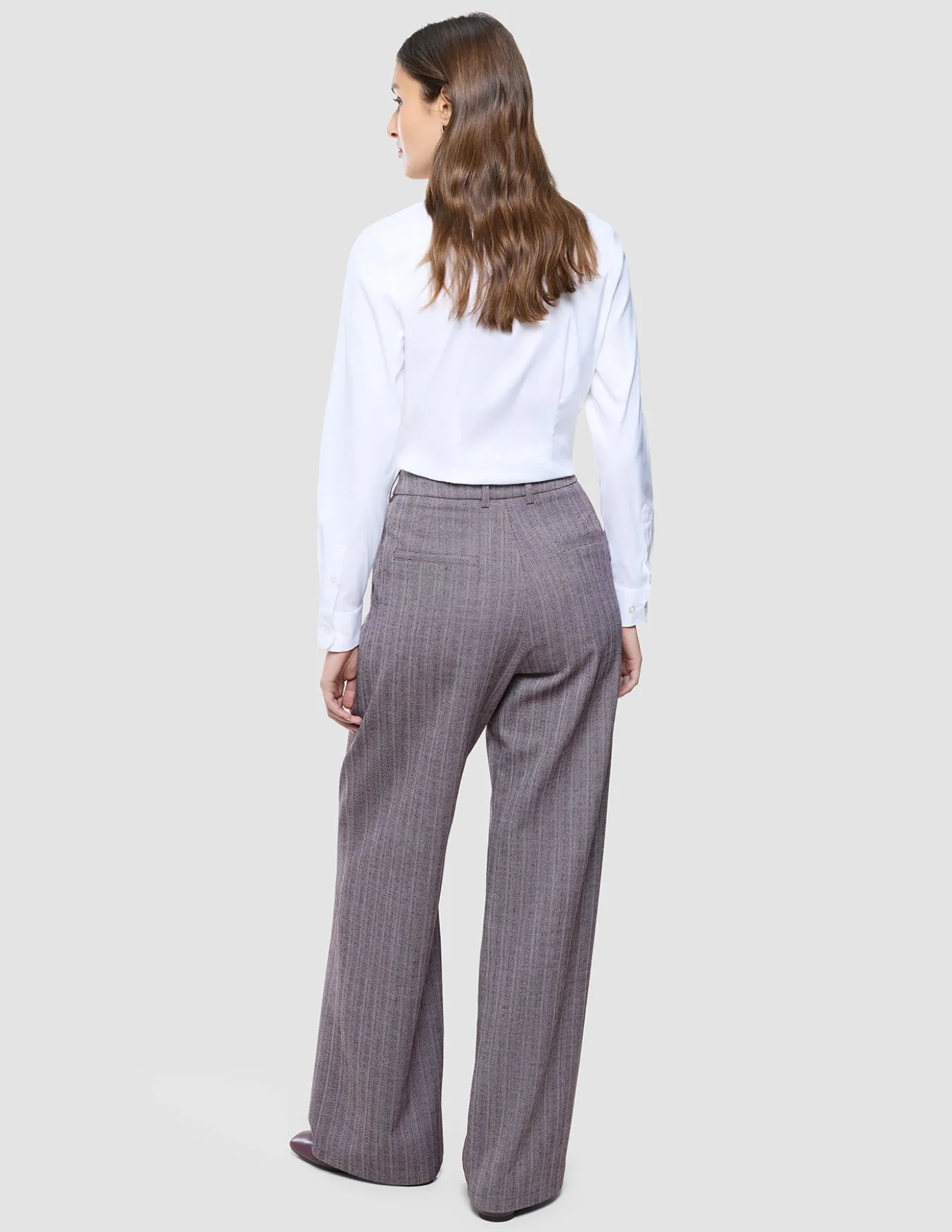 Women Serene Pants Wide Pink Winery Herringbone