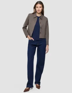 Women Serene Short Jacket Brown Stone Herringbone