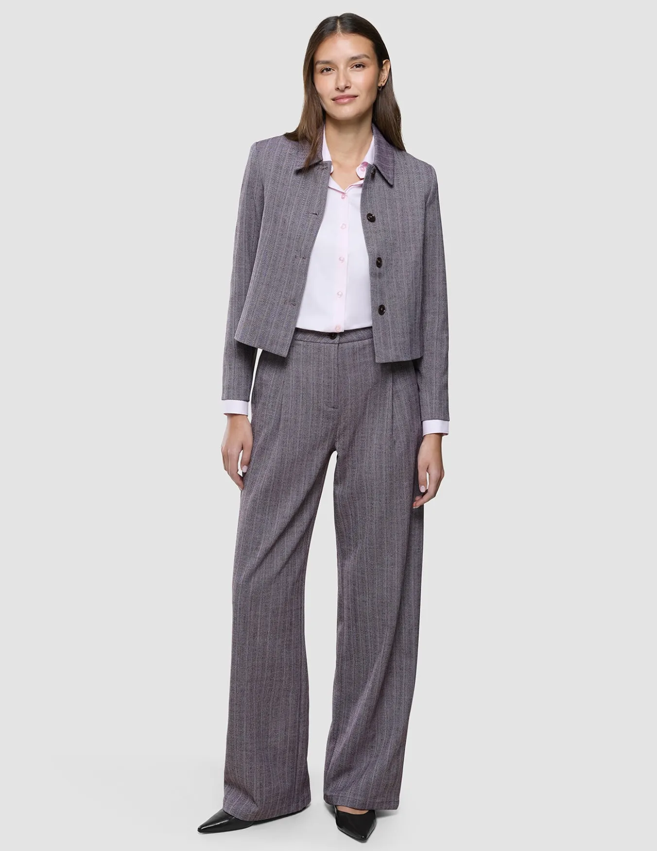Women Serene Short Jacket Pink Winery Herringbone