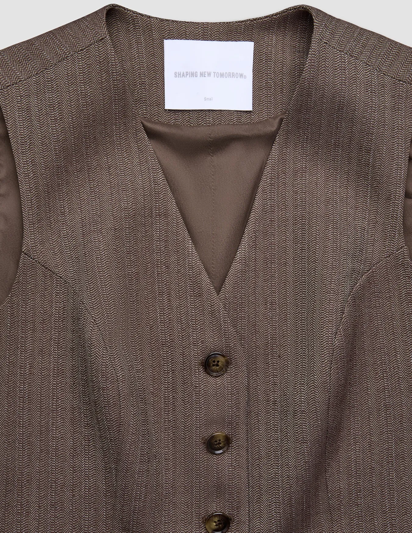 Women Serene Short Vest Brown Stone Herringbone