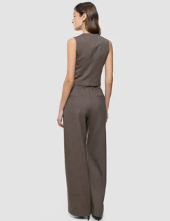Women Serene Short Vest Brown Stone Herringbone
