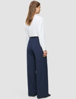Women's Essential Pants Wide Navy Pinstripe