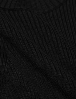 Women's Fine Knit Rib Vest Black