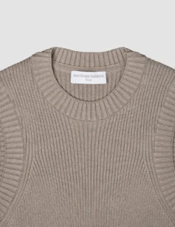 Women's Fine Knit Rib Vest Dark Sand