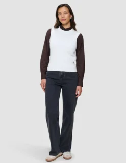 Women's Fine Knit Rib Vest Off White