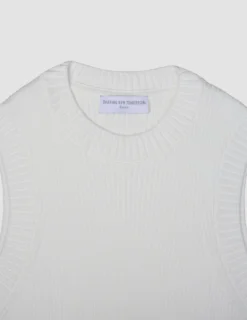 Women's Fine Knit Rib Vest Off White