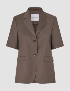 Women Skye Short Sleeved Blazer Dark Chestnut Melange