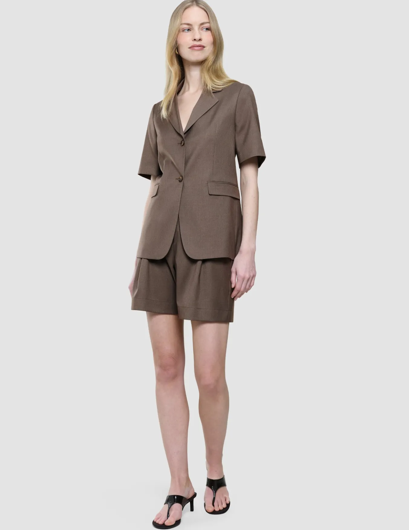 Women Skye Short Sleeved Blazer Dark Chestnut Melange