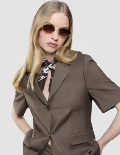Women Skye Short Sleeved Blazer Dark Chestnut Melange
