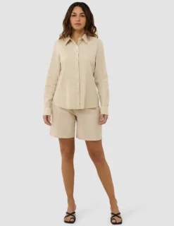 Women's Linen Shirt Sandy Beige
