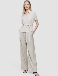 Women's Linen Shirt Short Sleeved Sandy Beige