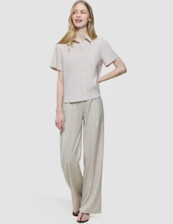 Women's Linen Shirt Short Sleeved Sandy Beige