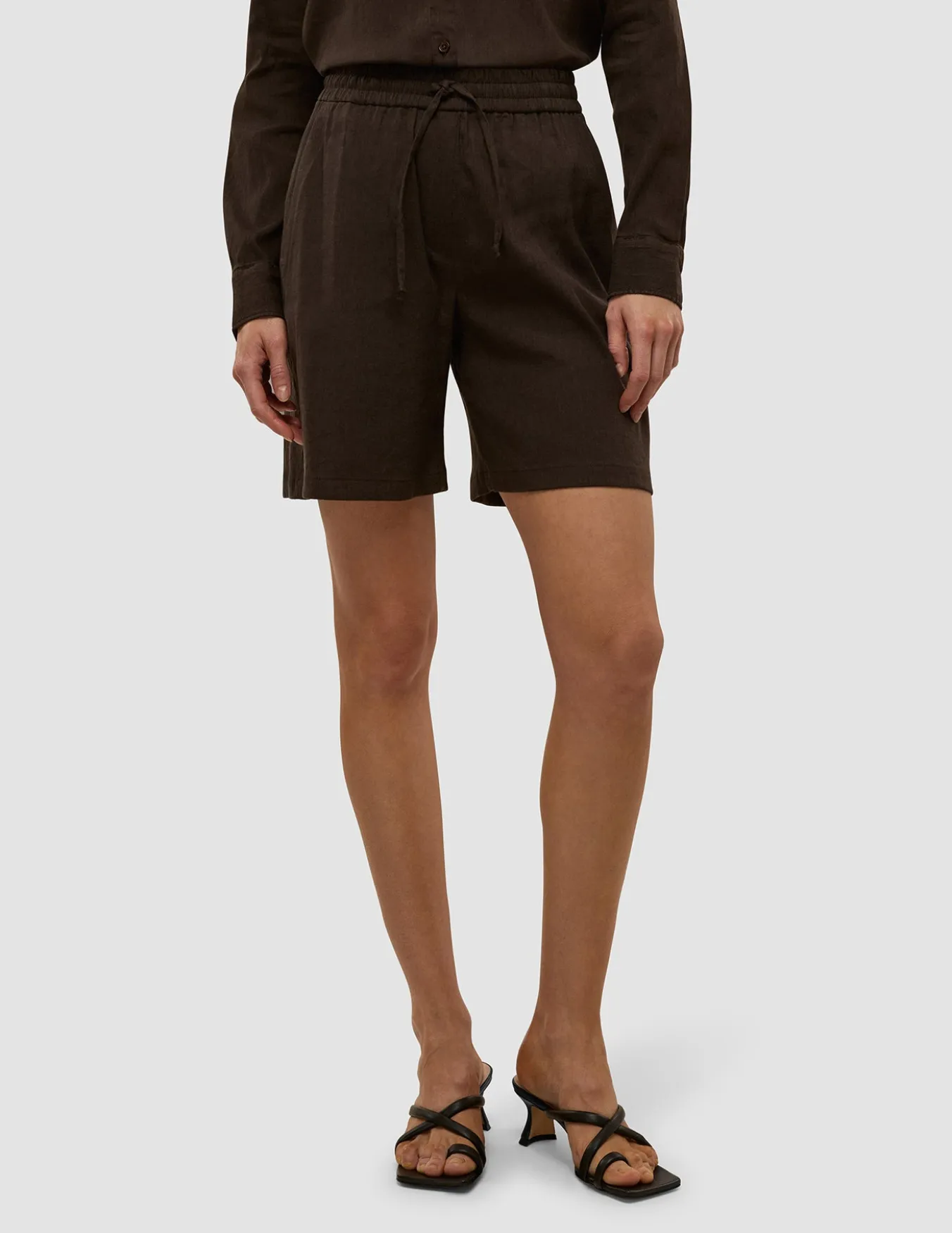 Women's Linen Shorts Relaxed Espresso