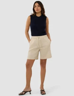 Women's Linen Shorts Relaxed Sandy Beige