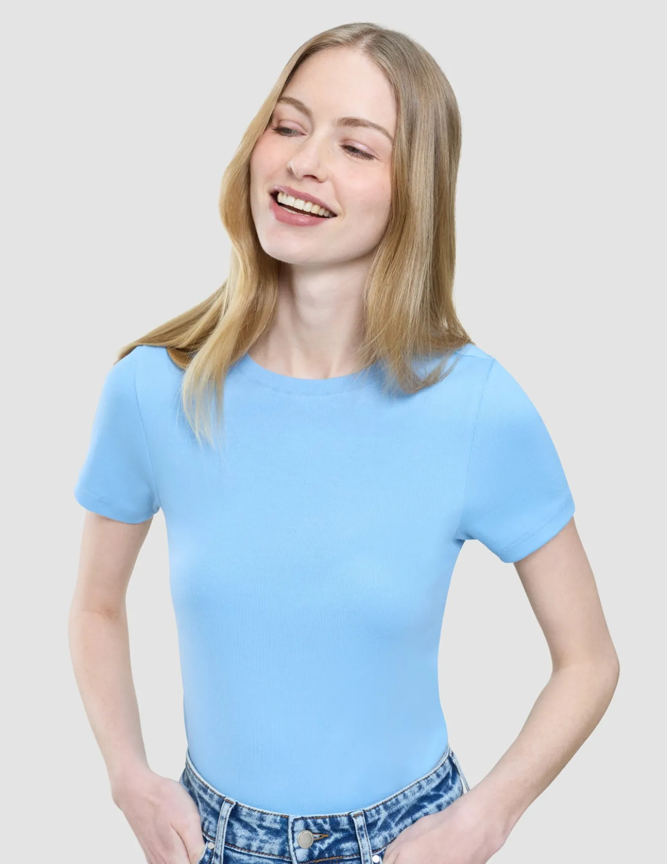 Women's Rib T-Shirt Blissful Blue
