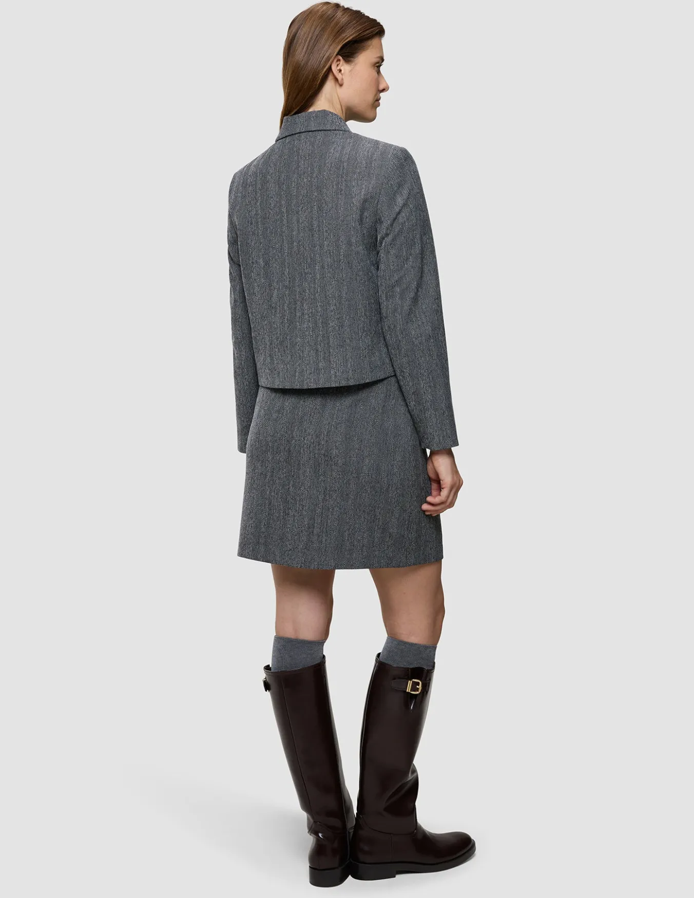 Women's Serene Short Jacket Grey Herringbone
