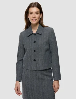 Women's Serene Short Jacket Grey Herringbone
