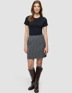 Women's Serene Short Skirt Grey Herringbone
