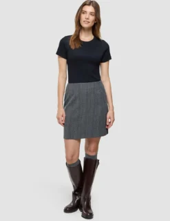Women's Serene Short Skirt Grey Herringbone