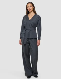 Women's Skye Belted Overshirt Charcoal Melange
