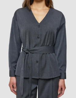 Women's Skye Belted Overshirt Charcoal Melange