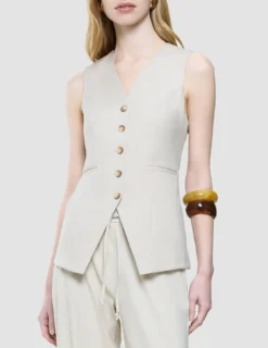 Women's Skye Long Vest Sandy Beige Melange