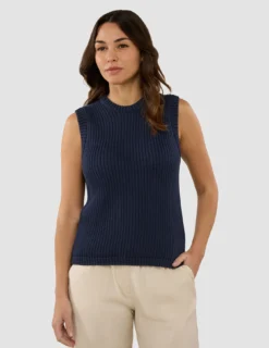 Women's Structured Knit Top Navy