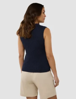 Women's Structured Knit Top Navy