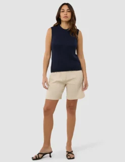 Women's Structured Knit Top Navy