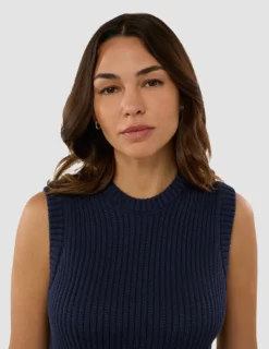 Women's Structured Knit Top Navy