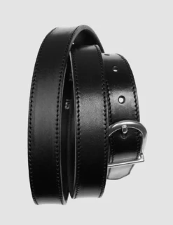 Women's Thin Leather Belt Silver Black