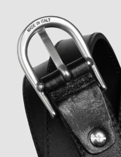 Women's Thin Leather Belt Silver Black