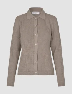 Women Structured Polo Long Sleeve Dark Sand