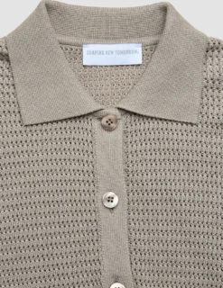 Women Structured Polo Long Sleeve Dark Sand
