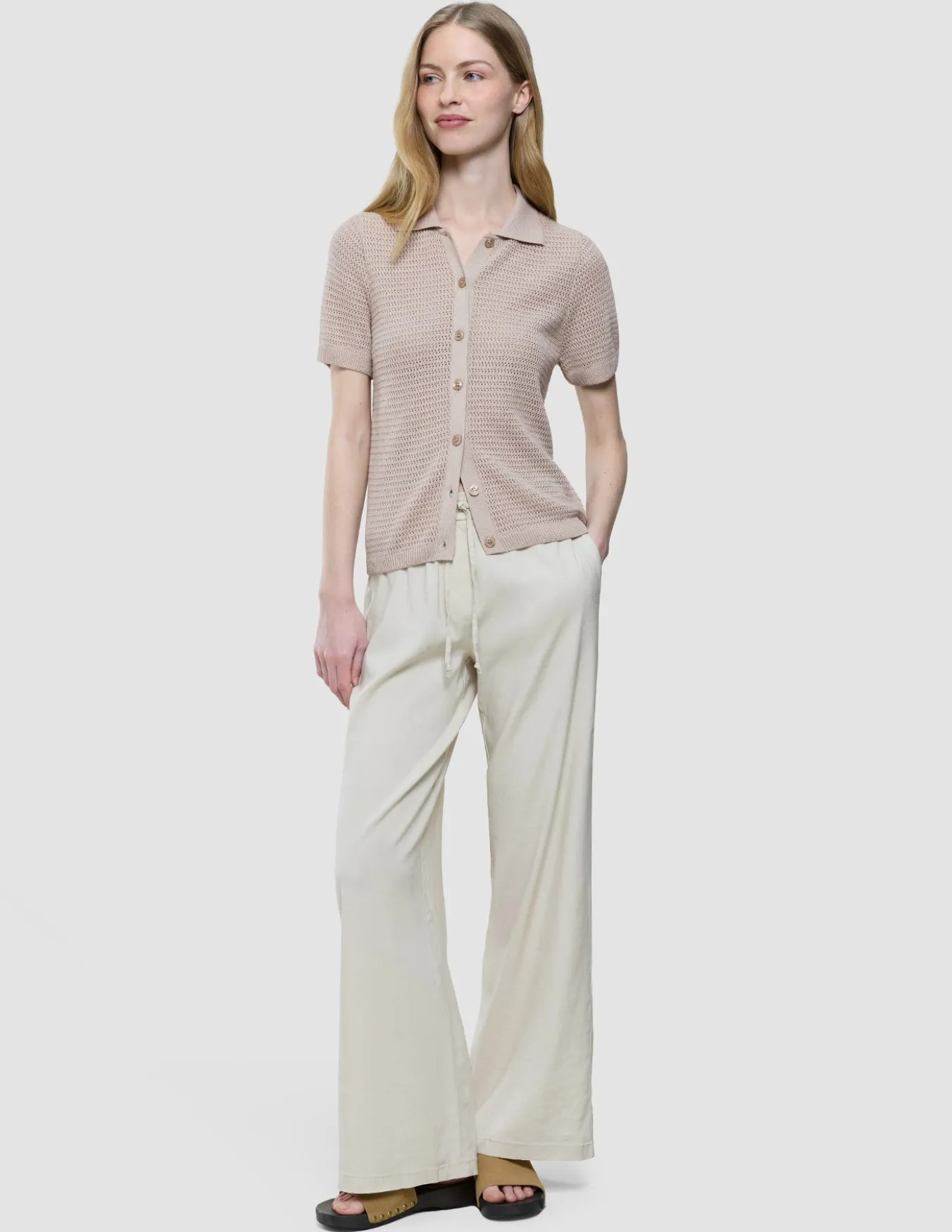 Women Structured Polo Sandy Beige