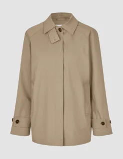 Women Waterproof Trench Coat Short Sand Grain