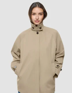 Women Waterproof Trench Coat Short Sand Grain