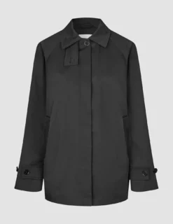 Women Waterproof Trench Coat Short Black