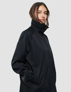 Women Waterproof Trench Coat Short Black