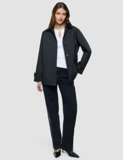 Women Waterproof Trench Coat Short Black